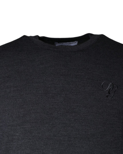 Dolce & Gabbana Dark Gray Wool Crew Neck Pullover Sweater