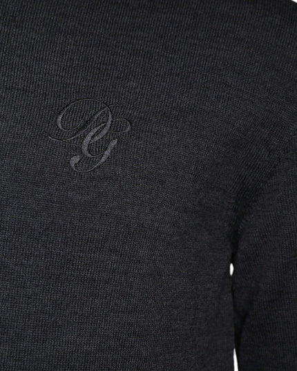 Dolce & Gabbana Dark Gray Wool Crew Neck Pullover Sweater