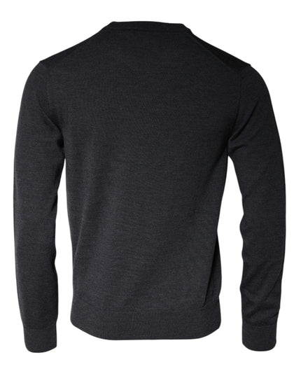 Dolce & Gabbana Dark Gray Wool Crew Neck Pullover Sweater
