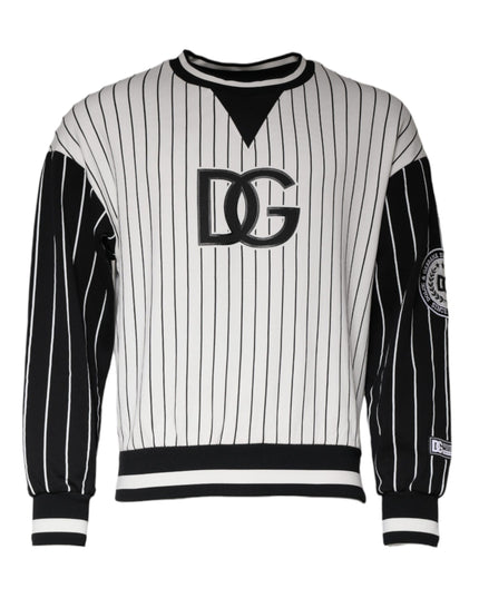 Dolce & Gabbana Black White Stripes Logo Sweatshirt Sweater