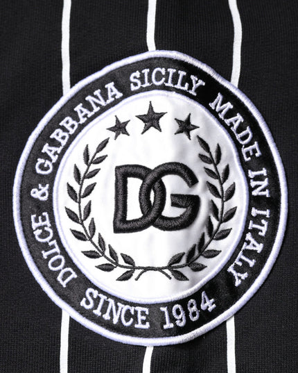 Dolce & Gabbana Black White Stripes Logo Sweatshirt Sweater