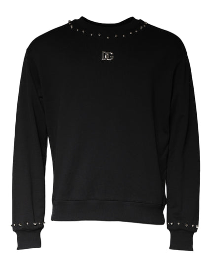 Dolce & Gabbana Black Logo Stud Pullover Sweatshirt Sweater
