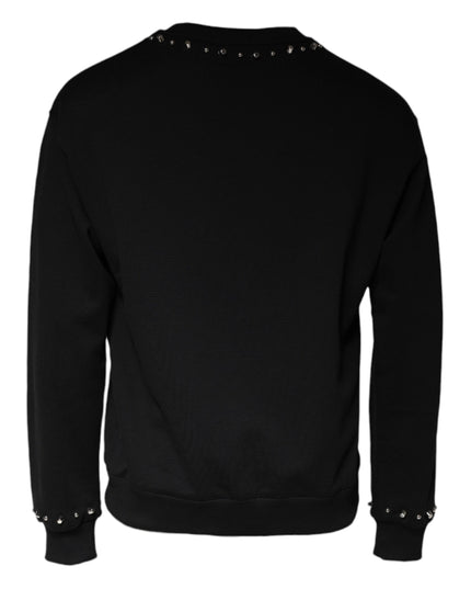 Dolce & Gabbana Black Logo Stud Pullover Sweatshirt Sweater
