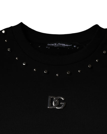 Dolce & Gabbana Black Logo Stud Pullover Sweatshirt Sweater