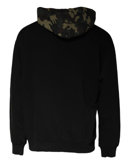 Dolce & Gabbana Black Camouflage Hooded Sweatshirt Sweater