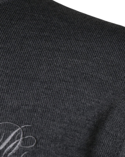 Dolce & Gabbana Dark Gray Wool Crew Neck Pullover Sweater
