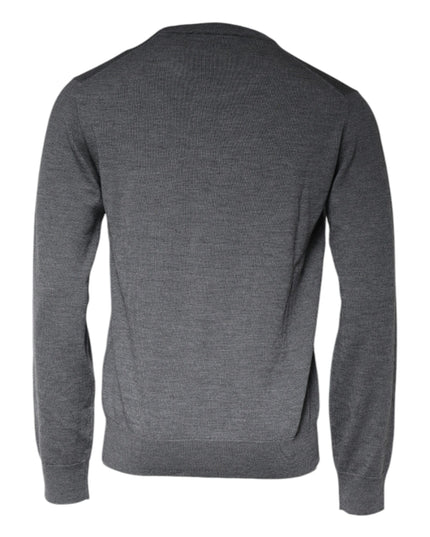 Dolce & Gabbana Dark Gray Wool Crew Neck Pullover Sweater