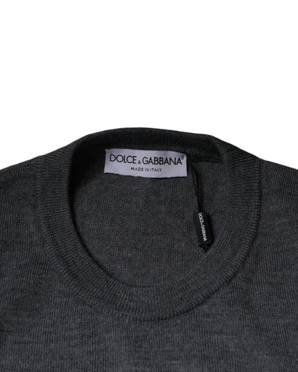 Dolce & Gabbana Dark Gray Wool Crew Neck Pullover Sweater