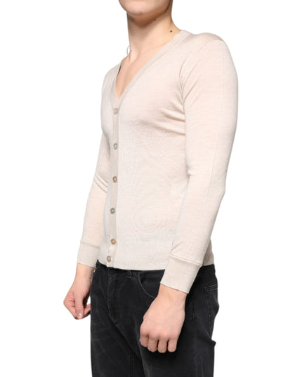 Dolce & Gabbana Beige Cashmere Button Down Cardigan Sweater