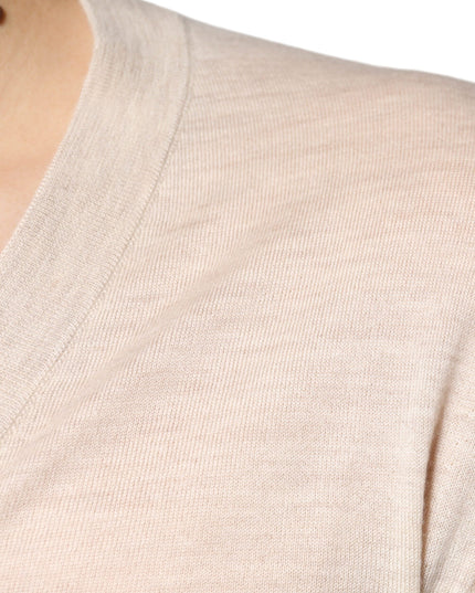 Dolce & Gabbana Beige Cashmere Button Down Cardigan Sweater