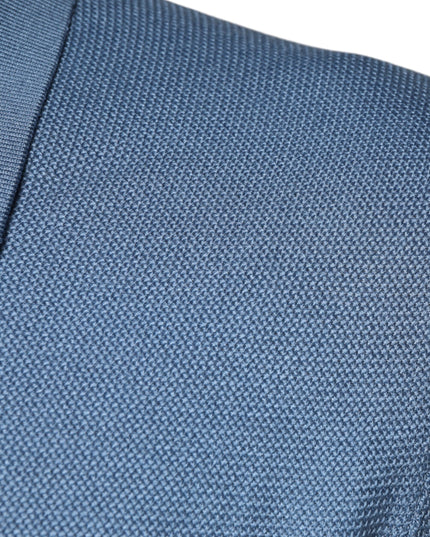 Dolce & Gabbana Sky Blue Silk Collared Men Pullover Sweater