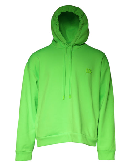 Dolce & Gabbana Green Logo Hooded Pullover Men Sweatshirt Sweater