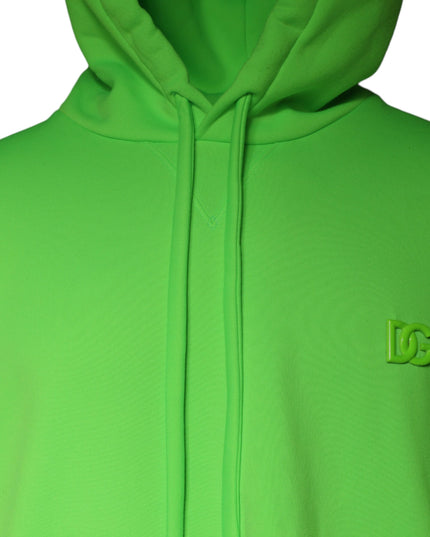 Dolce & Gabbana Green Logo Hooded Pullover Men Sweatshirt Sweater