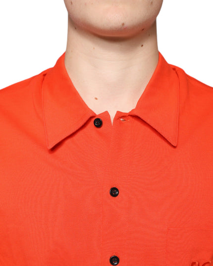 Dolce & Gabbana Orange Cotton Button Down Casual Polo Shirt