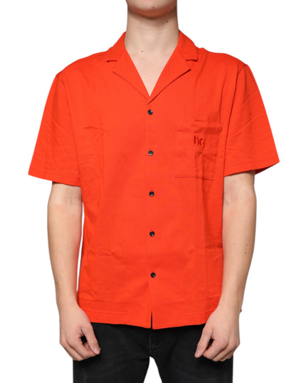 Dolce & Gabbana Orange Cotton Button Down Casual Polo Shirt