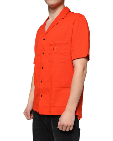 Dolce & Gabbana Orange Cotton Button Down Casual Polo Shirt