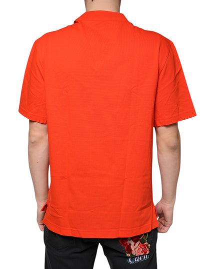 Dolce & Gabbana Orange Cotton Button Down Casual Polo Shirt