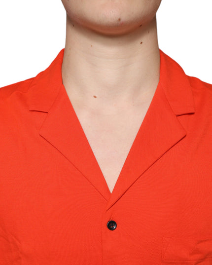 Dolce & Gabbana Orange Cotton Button Down Casual Polo Shirt