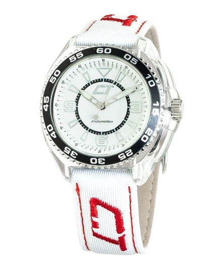 Chronotech White Leather Dress Watch