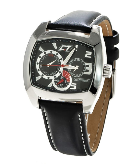 Chronotech Black Leather Dress Watch