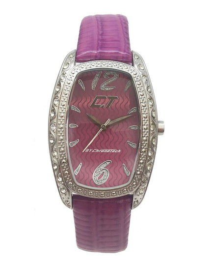 Chronotech Purple Leather Dress Watch
