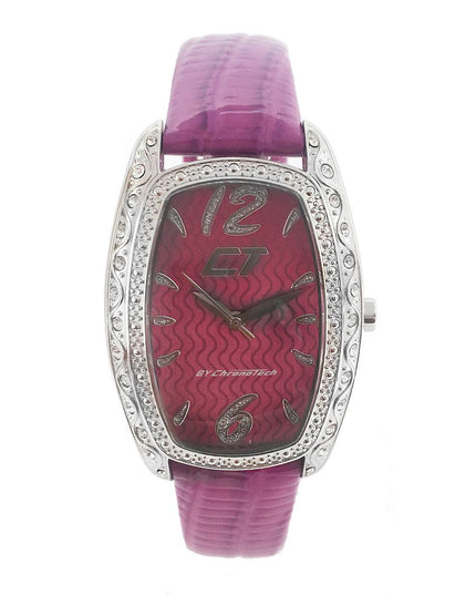 Chronotech Purple Leather Dress Watch