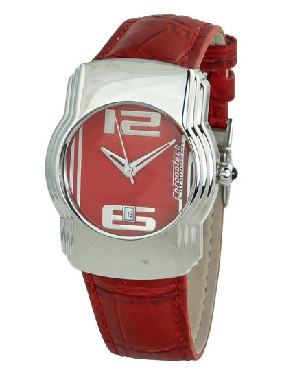 Chronotech Red Leather Dress Watch