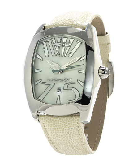 Chronotech White Leather Dress Watch