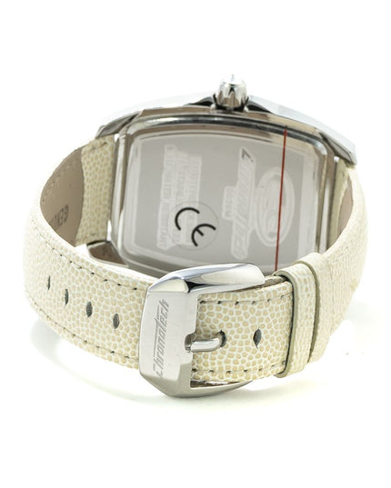 Chronotech White Leather Dress Watch