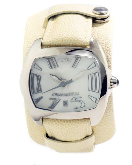 Chronotech Beige Leather Dress Watch