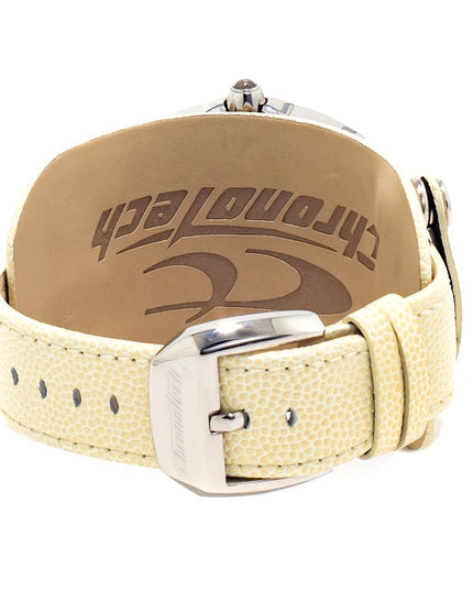 Chronotech Beige Leather Dress Watch