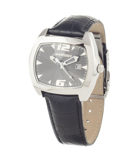 Chronotech Black Leather Dress Watch