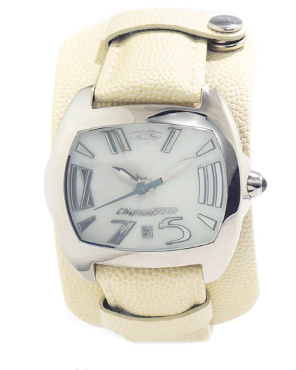 Chronotech Beige Leather Dress Watch