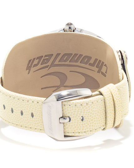 Chronotech Beige Leather Dress Watch