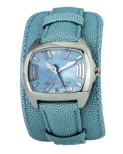 Chronotech Green Leather Dress Watch