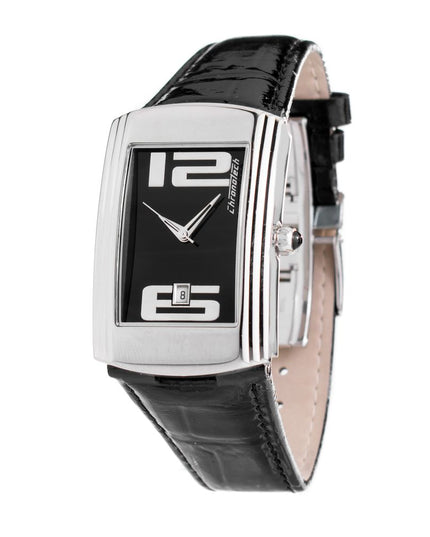 Chronotech Black Leather Dress Watch