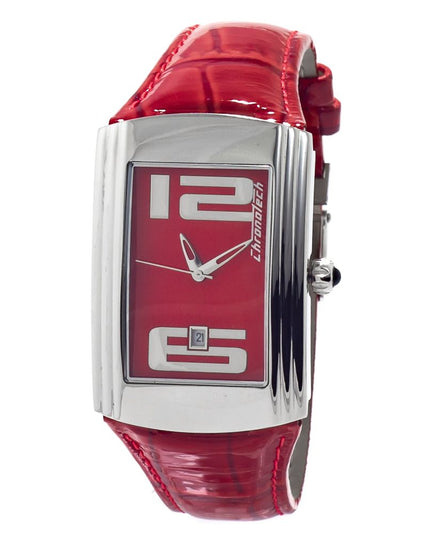 Chronotech Red Leather Dress Watch