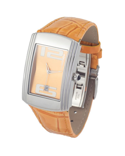 Chronotech Orange Leather Dress Watch