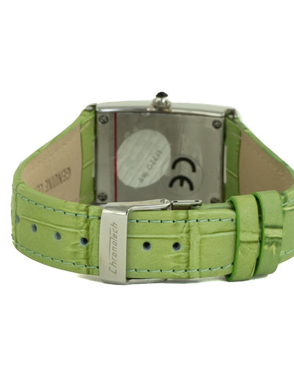 Chronotech Green Leather Dress Watch