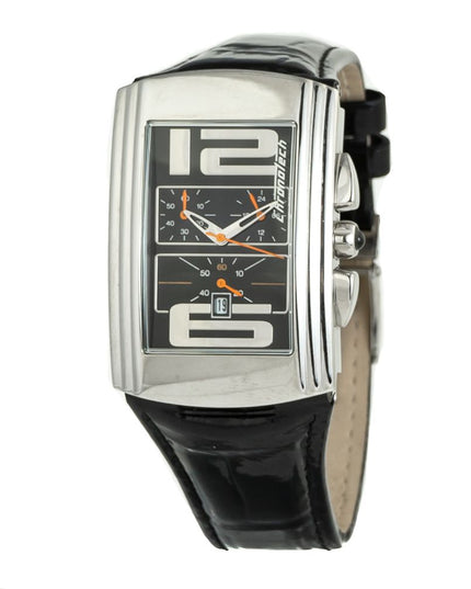 Chronotech Black Leather Dress Watch