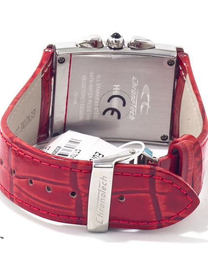 Chronotech Red Leather Dress Watch