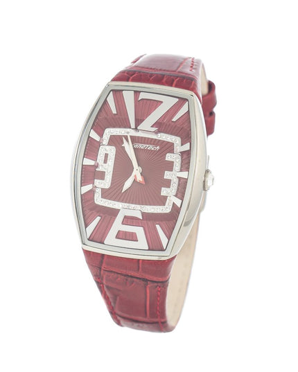 Chronotech Red Leather Dress Watch