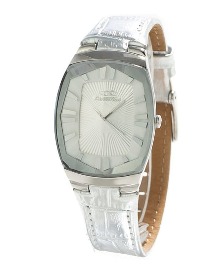 Chronotech Silver Leather Dress Watch