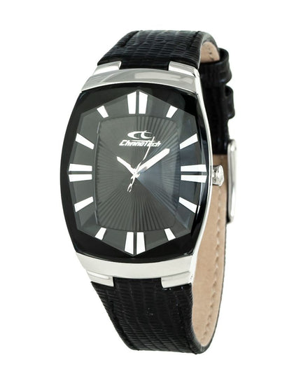 Chronotech Black Leather Dress Watch