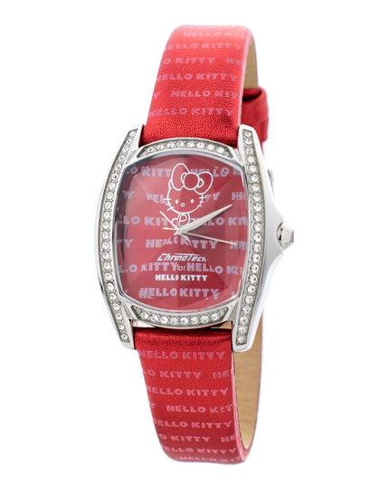 Chronotech Red Leather Dress Watch