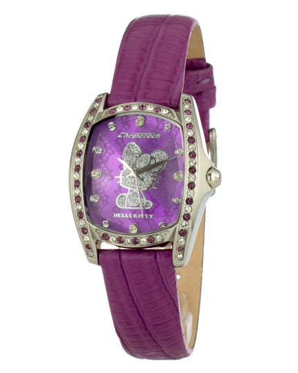 Chronotech Purple Leather Dress Watch