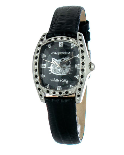 Chronotech Black Leather Dress Watch
