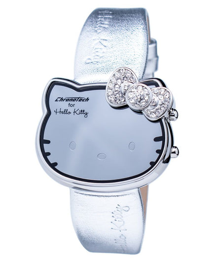 Chronotech Silver Leather Digital Watch