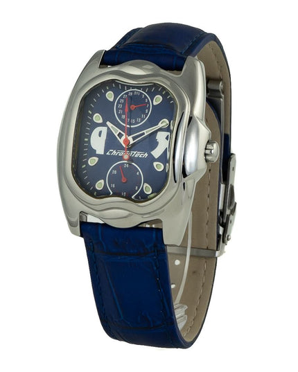 Chronotech Blue Leather Dress Watch