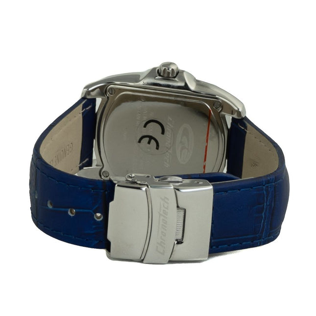 Chronotech Blue Leather Dress Watch
